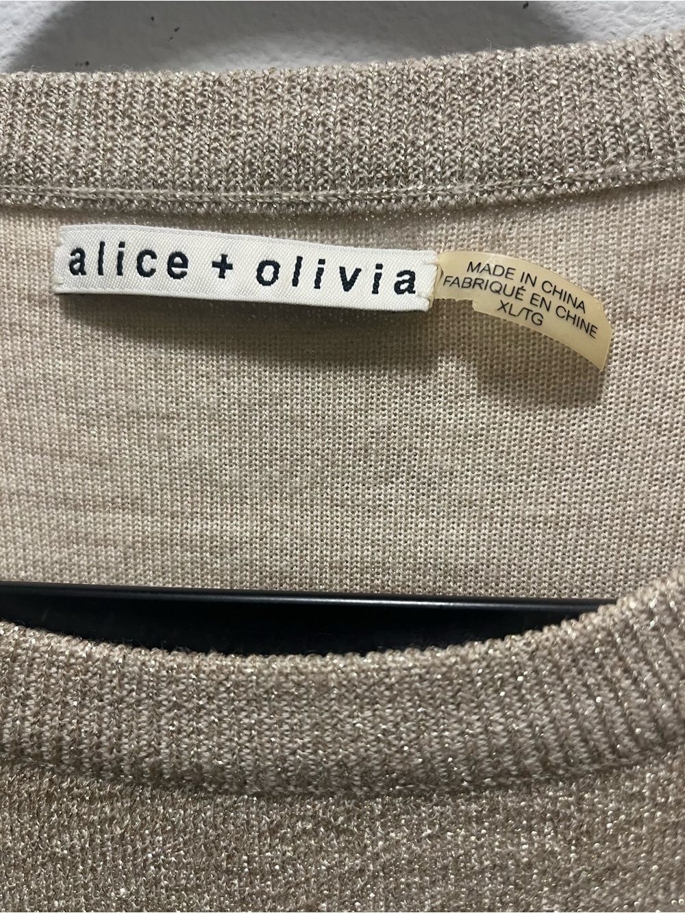 Alice + Olivia Shimmery Beige Crewneck Sweater